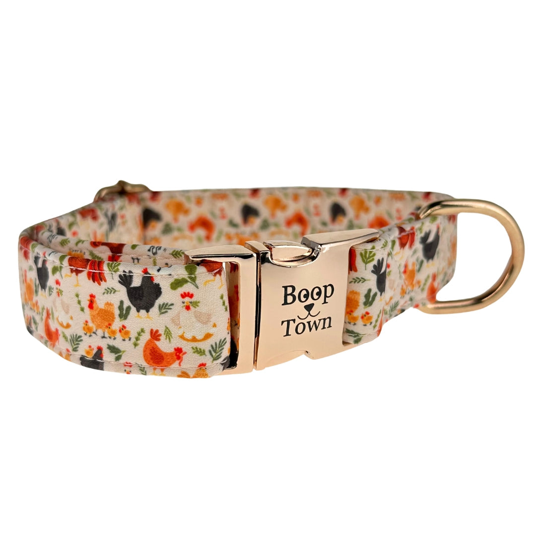 Boop Town Durable Soft Cotton Dog Collar With Nylon Core Quick Release Metal Buckle Adjustable for Girls Boys Small Medium Large Comfortable Pet Products Reduces Hair Matting Gold Tone Zinc Alloy Hardware