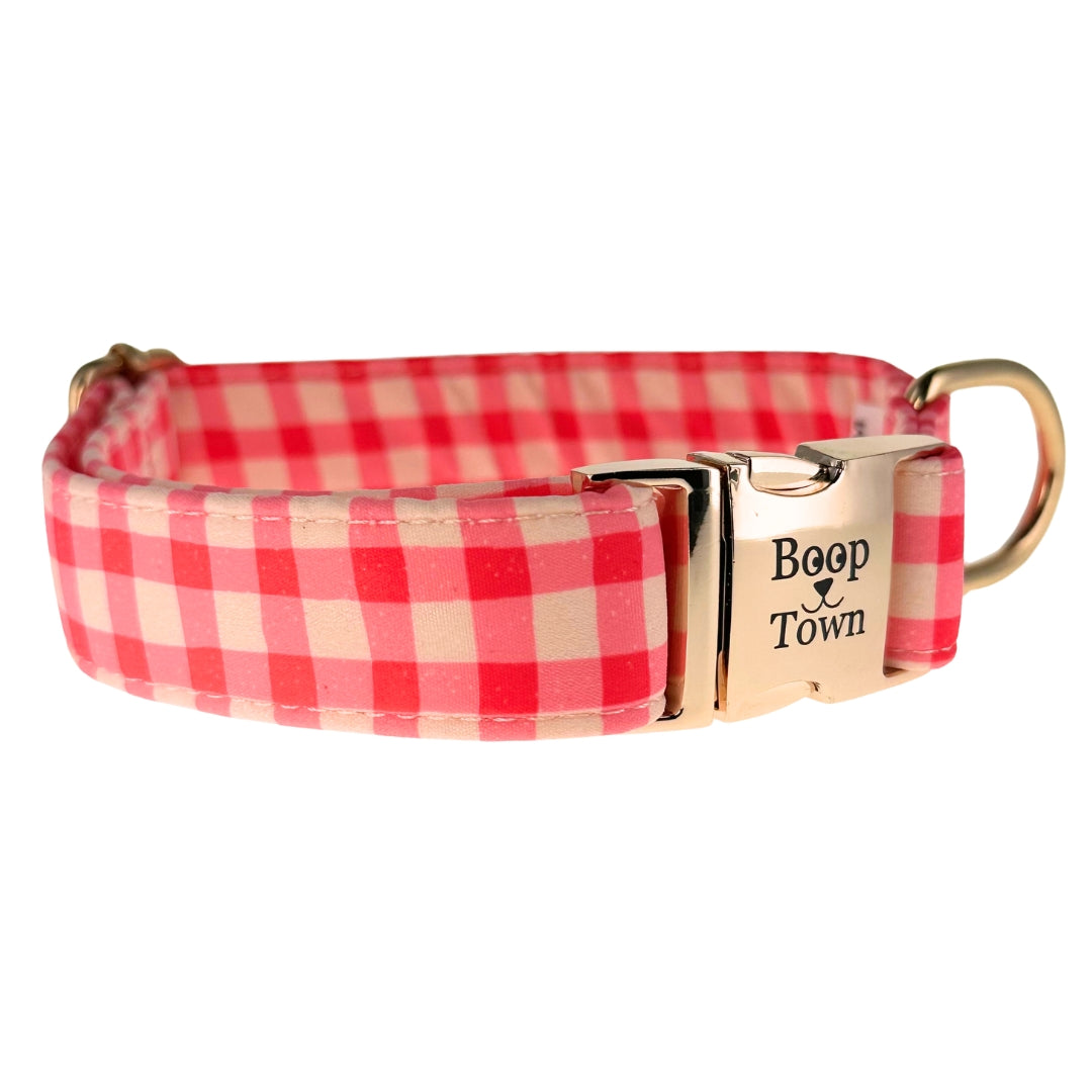 Boop Town Durable Soft Cotton Dog Collar With Nylon Core Quick Release Metal Buckle Adjustable for Girls Boys Small Medium Large Comfortable Pet Products Reduces Hair Matting Gold Tone Zinc Alloy Hardware